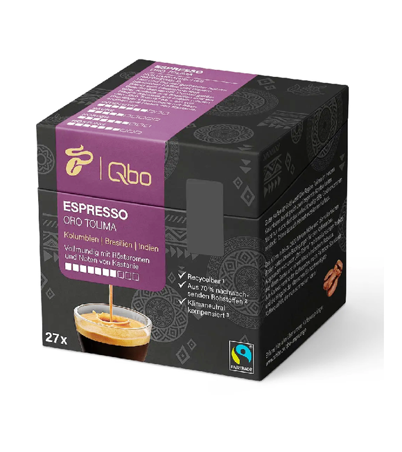 Qbo Espresso ORO TOLIMA Coffee Capsules - 27 or 144 Pcs