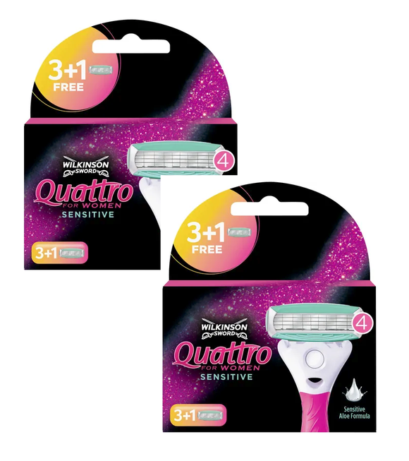 2xPack WILKINSON Sword Quattro for Women Sensitive Blades - 6 Pcs