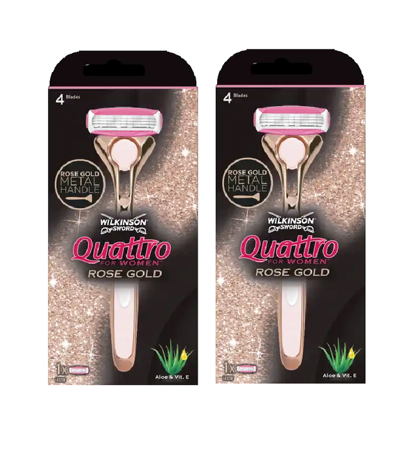 2xPack WILKINSON Quattro Rose Gold Razor for Women