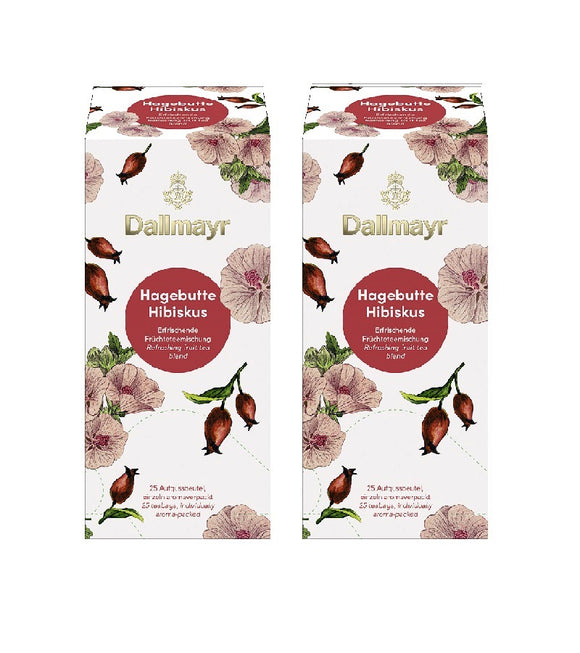2xPack Dallmayr Rosehip with Hibiscus Fruit Tea - 50 Tea Bags