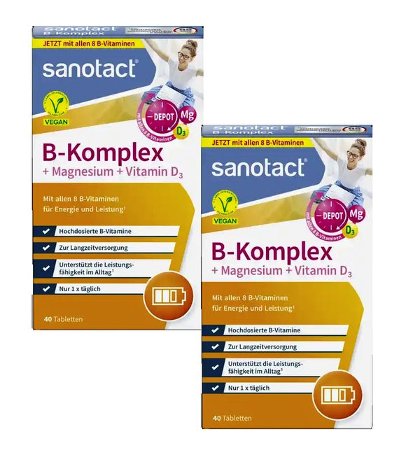 2xPack Sanotact B Complex + Magnesium + Vitamin D3 Tablets - 80 Pcs
