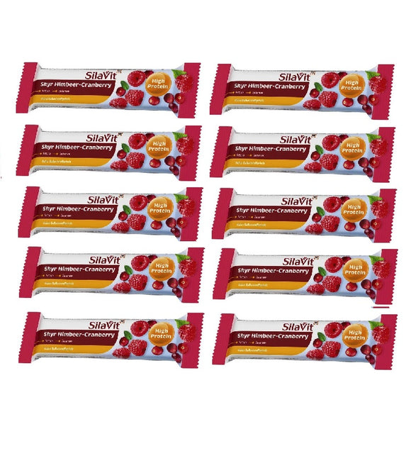 10 Bars SilaVit Skyr Raspberry Cranberry Protein Bars - 420 g
