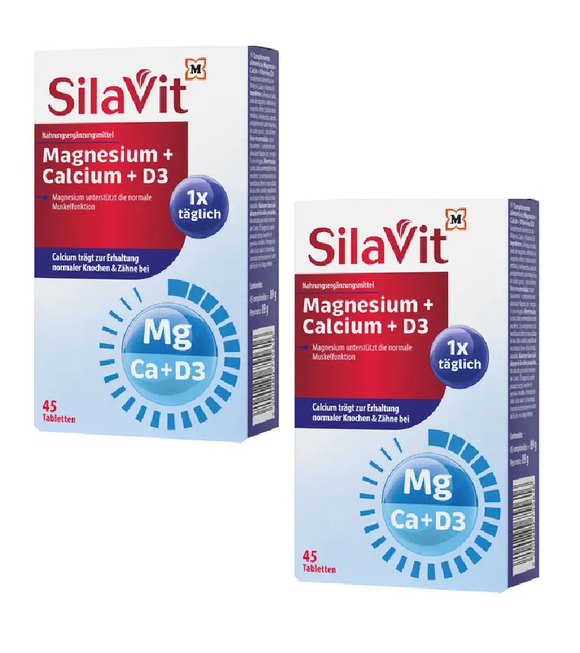 2xPack SilaVit Magnesium + Calcium + D3 Tablets - 90 Pcs
