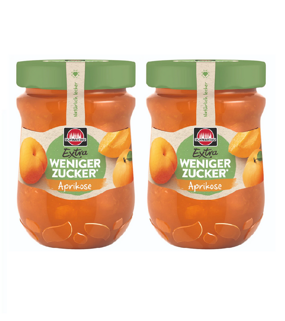 2xPack Schwartau LESS SUGAR Apricot Fruit Spread - 600 g