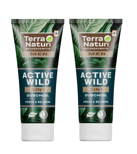 2xPack Terra Naturi MEN ACTIVE WILD 3-in-1 Shower Gel - 400 ml