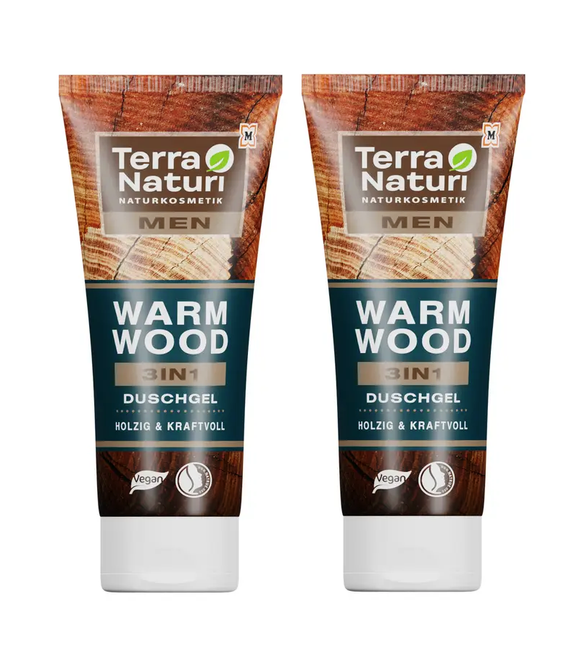 2xPack Terra Naturi MEN WARM WOOD 3-IN-1 Shower Gel - 400 ml