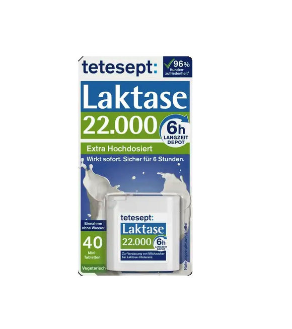 Tetesept Lactase 22,000 Long-Term Depot - 6 Hour Tablets - 40 Pcs