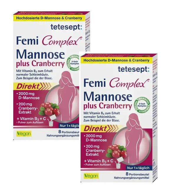 2xPack Tetesept Femi Complex Mannose plus Cranberry- 16 Portions