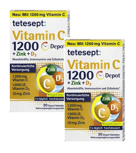 2xPack Tetesept Vitamin C 1200 Depot Tablets - 60 Pcs
