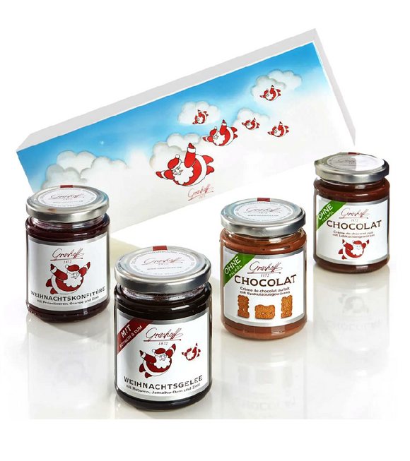 Grashoff 4-Piece The little Christmas Fruit Jam, Jelly and Chocolate Gift Set - 1 Kg