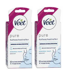 2xPack Veet PURE Face Cold Wax Strips Sensitive Skin - 40 Pcs