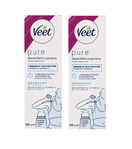 2xPack Veet PURE Hair Removal Cream Bikini & Armpits - 200 ml