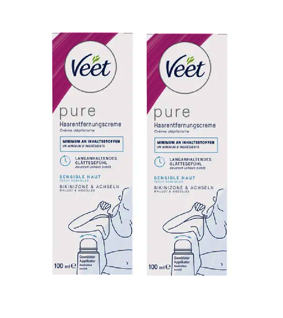 2xPack Veet PURE Hair Removal Cream Bikini & Armpits - 200 ml