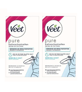 2xPack Veet PURE Cold Wax Strips for Bikini & Armpits - 32 Pcs