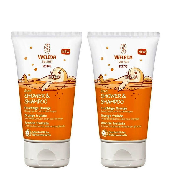 2xPack Weleda Kids 2in1 Shower & Shampoo Orange Fruit - 300 ml
