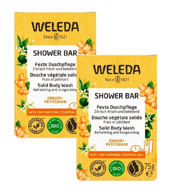 2xPack WELEDA Solid Shower Care Ginger + Petitgrains Soap - 150 g