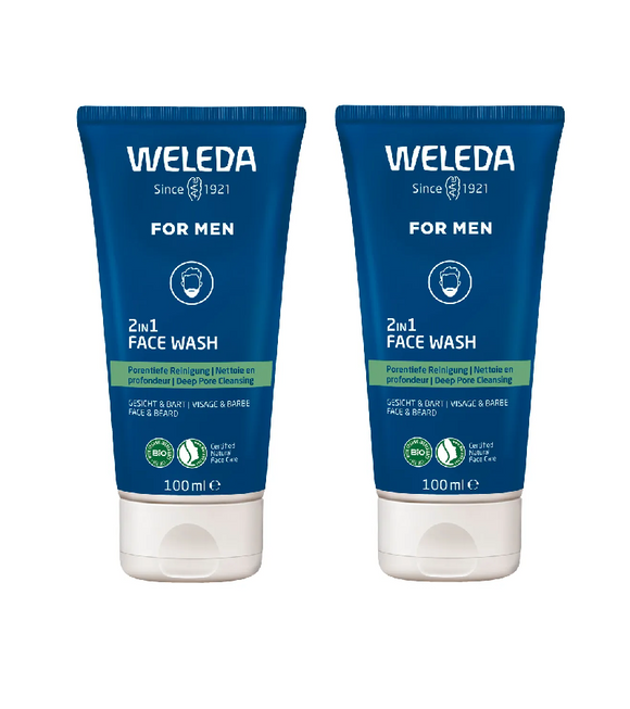 2xPack Weleda for Men 2in1 Face Wash Gel - 200 ml