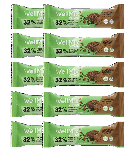 10 Bars Wellmix Vegan Chocolate Brownie Bar - 450 g