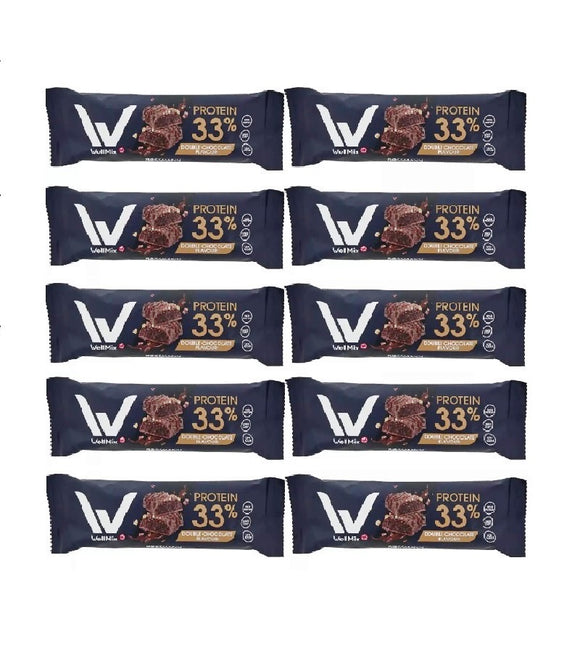 10 Pieces WellMix 33% Protein Double Choc Energy Bars - 450 g