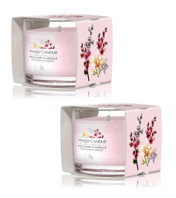 2xPack Yankee Candle Pink Cherry Vanilla Filled Votives Scented Home Fragrance