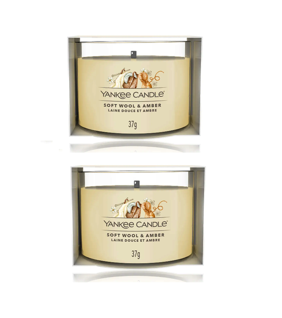 2xPack Yankee Candle Soft Wool & Amber Signature Single Filled Votive Home Fragrance