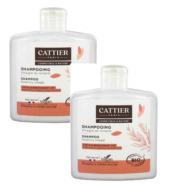 2xPack Cattier Organic Fast Oily Hair Rosemary Vinegar Shampoo - 500 ml