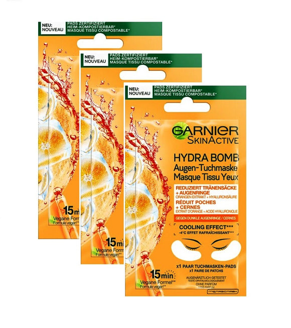 3xPack Garnier Hydra Bomb Eye Sheet Masks