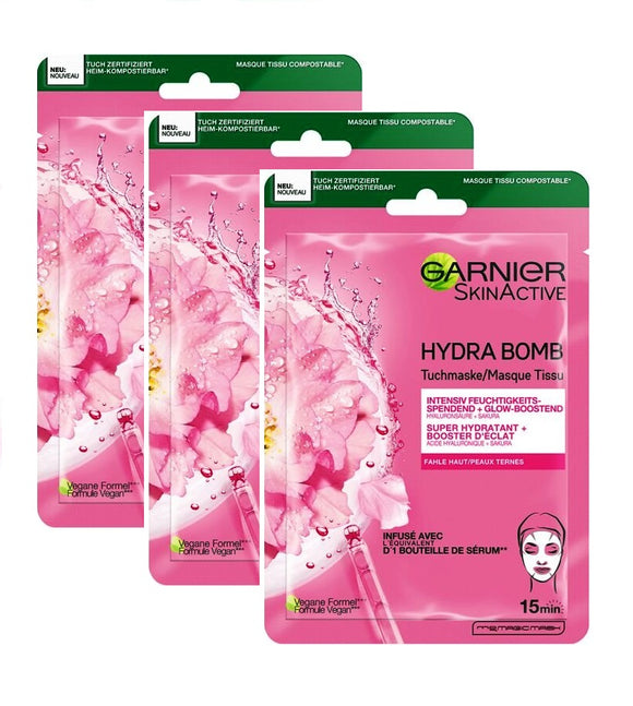 3xPack Garnier Hydra Bomb Sheet Mask Sakura