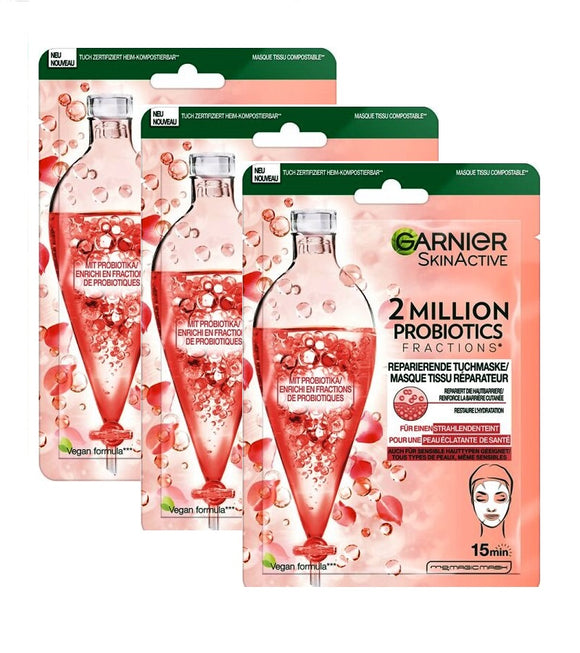 3xPack Garnier Skin Active Sheet Mask 2 Million Probiotics