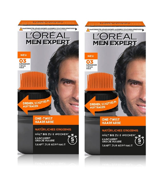 2xPack L'Oréal Men Expert One-Twist Hair Color - 03 Dark Brown