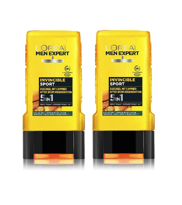 2xPack L'Oréal Men Expert Invincible Sport 5-in-1 with Camphor Shower Gel - 500 ml