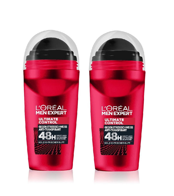 2xPack L'Oréal Men Expert Ultimate Control Antiperspirant 48H Dry Protection Deo Roll on - 100 ml