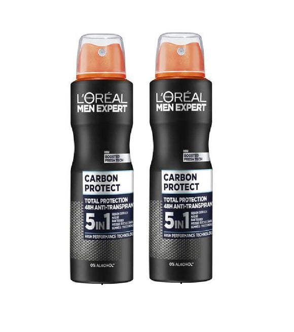 2xPack L'Oréal Men Expert Deodorant Carbon Protect 5-in-1 - 300 ml