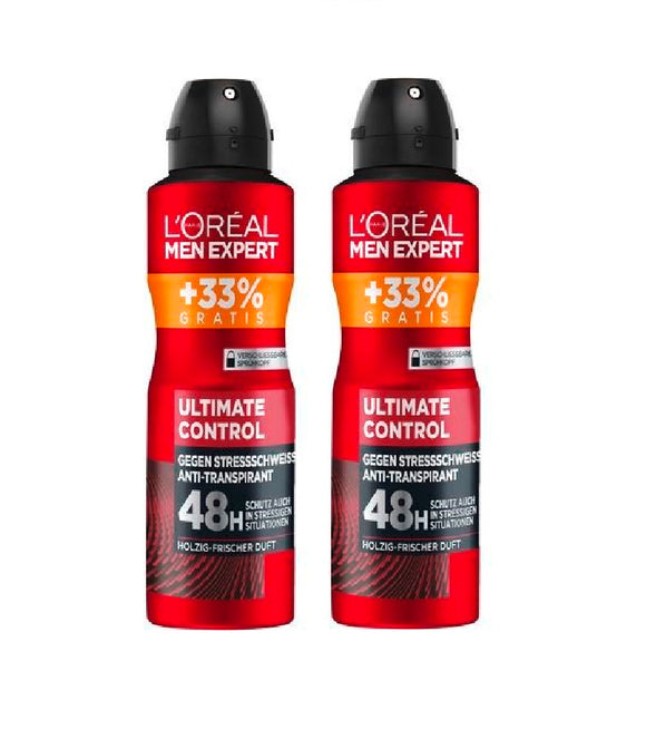 2xPack L'Oréal Men Expert Deodorant Spray Ultimate Control 48h - 300 ml