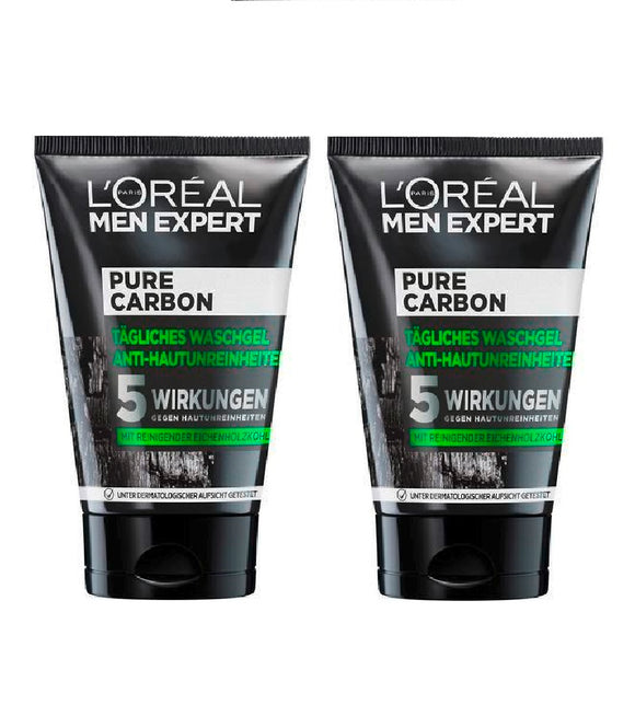 2xPack L'Oréal Men Expert Pure Carbon Daily Face Wash Gel - 200 ml