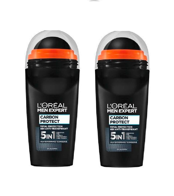2xPack L'oreal Paris Deodorant Roll-on Carbon Protect for Men - 100 ml