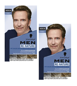 2xPacks Schwarzkopf RE-NATURE Anti-Grey for Men Medium Brown-Blonde