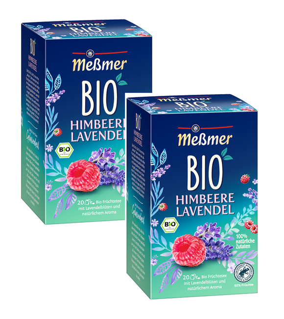 2xPack Meßmer Organic Raspberry Lavender Flowers and Natural Aroma Tea Bags - 40 Pcs