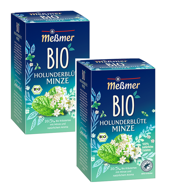 2xPack Meßmer Organic Elderflower Mint Herbal Fruit Tea Bags - 40 Pcs