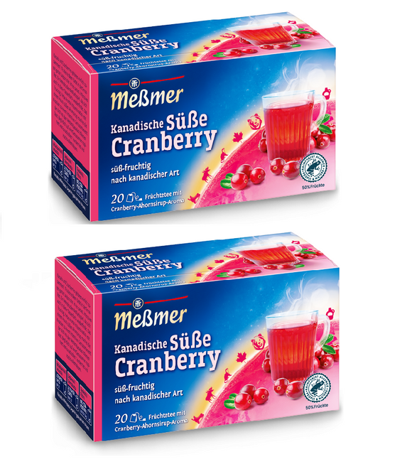 2xPack Meßmer Canadian Sweet Cranberry Fruit Tea with Maple Syrup Aroma Tea Bags - 40 Pcs