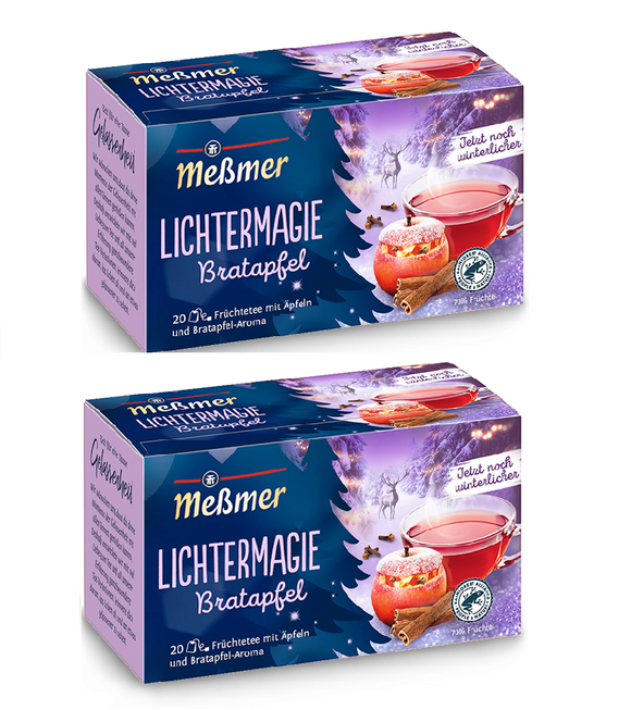 2xPack Meßmer Light Magic Fruit Tea with Apples Flavor Tea Bags - 40 Pcs