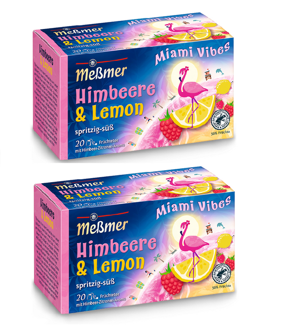2xPack Meßmer Miami vibes Raspberry-Llemon Aroma Fruit Tea Bags - 40 Pcs
