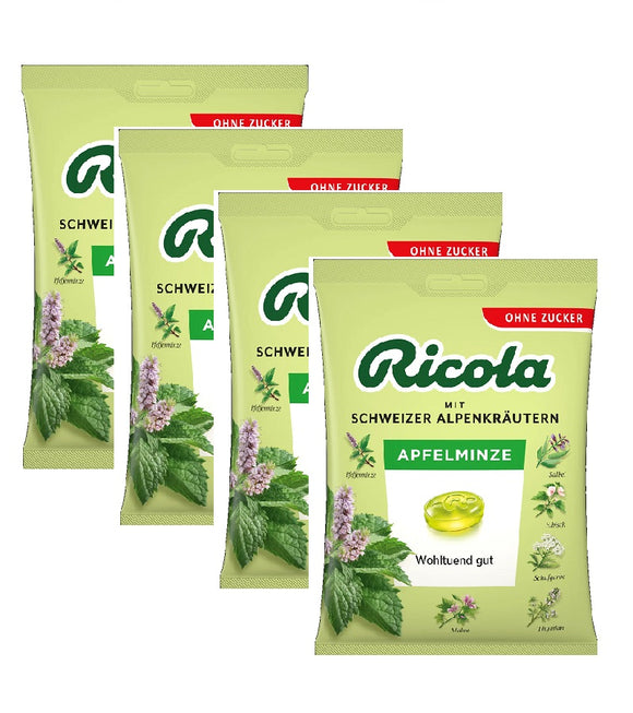 4xPack Ricola Apple Mint Candy, Sugar-Free - 300 g