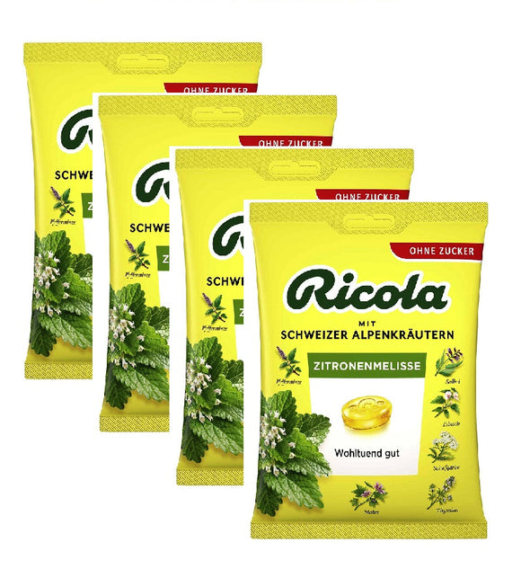 4xPack Ricola Lemon Balm Swiss Herbal Lozenges, Sugar-Free - 300 g