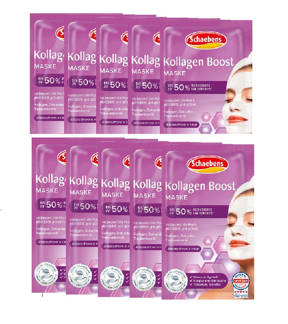 10xPack Schaebens Collagen Boost Face Masks - 100 ml