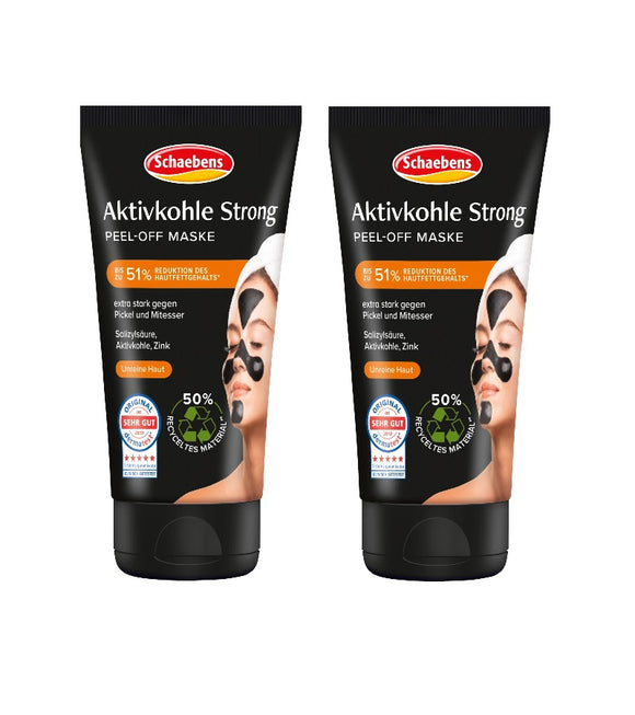 2xPack Schaebens Activated Carbon Strong Skin Peel-Off Masks - 150 ml