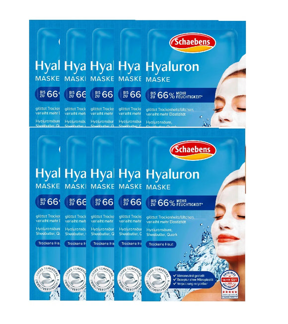 10xPack Schaebens Hyaluronic Cream Masks - 100 ml