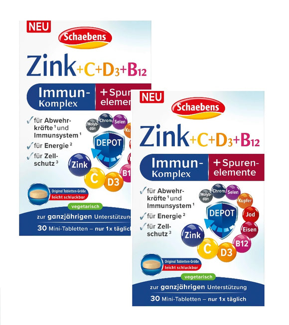 2xPack Schaebens Zinc+C+D3 Immune Treatment - 60 Pcs