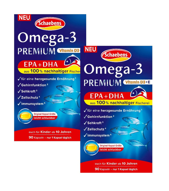 2xPack Schaebens Omega-3 Premium + Vitamin E Capsules - 158 g