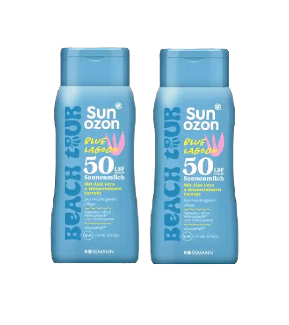 2xPack Sunozon Beach Tour Sun Lotion Blue Lagoon SPF50 - 400 ml